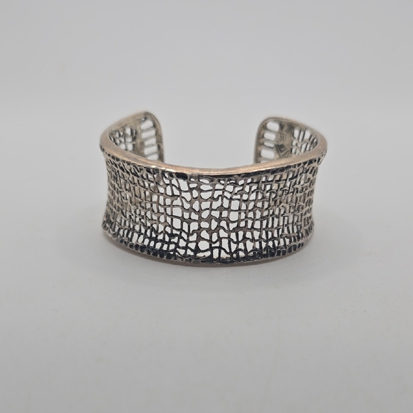 Silpada Retired Sterling Silver Textured Woven Mesh Cuff Bracelet - Picture 1 of 6